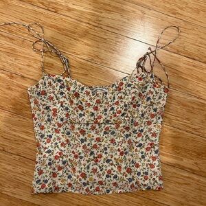Reformation Thin Spaghetti Strap Liza Tank Top Floral
